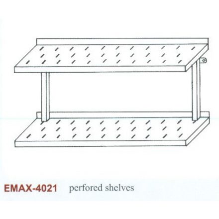 Rozsdamentes falipolc 2 szintes perforált Emax-4021, 1.4016-os anyagból 1100×300