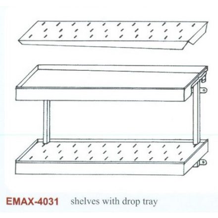 Rozsdamentes falipolc 2 szintes csepegtetőtálcás Emax-4031, 1.4016-os anyagból 1000×300