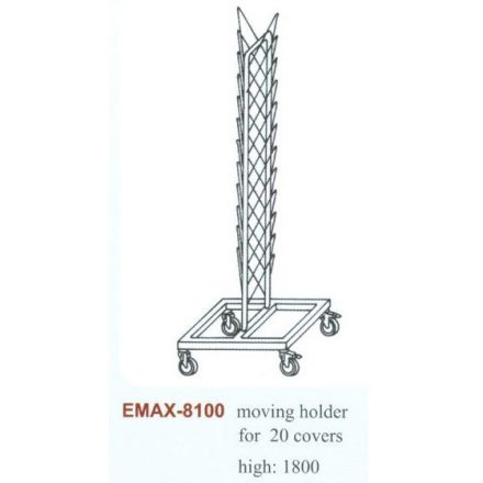 Fedőtartó gördíthető rozsdamentes, Emax-8100, (20 db fedő), 180 cm magas