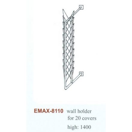 Fedőtartó fali, rozsdamentes, Emax-8110, (20 db fedő), Magasság: 140 cm