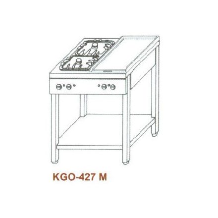 Gázüzemű főzőasztal, 4 égő, 2 rács + 1 sima v. bordás sütőlappal KGO-427 M 3