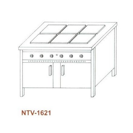 Elektromos főzőasztal, zárt, 6 főzőlapos NTV-1621