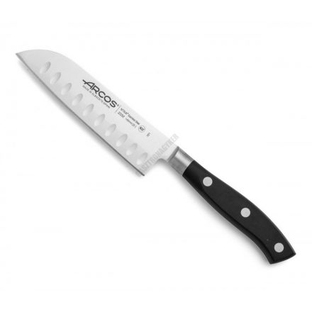 Arcos Riviera kovácsolt Santoku japán kés, 14 cm penge, fekete szegecselt nyéllel